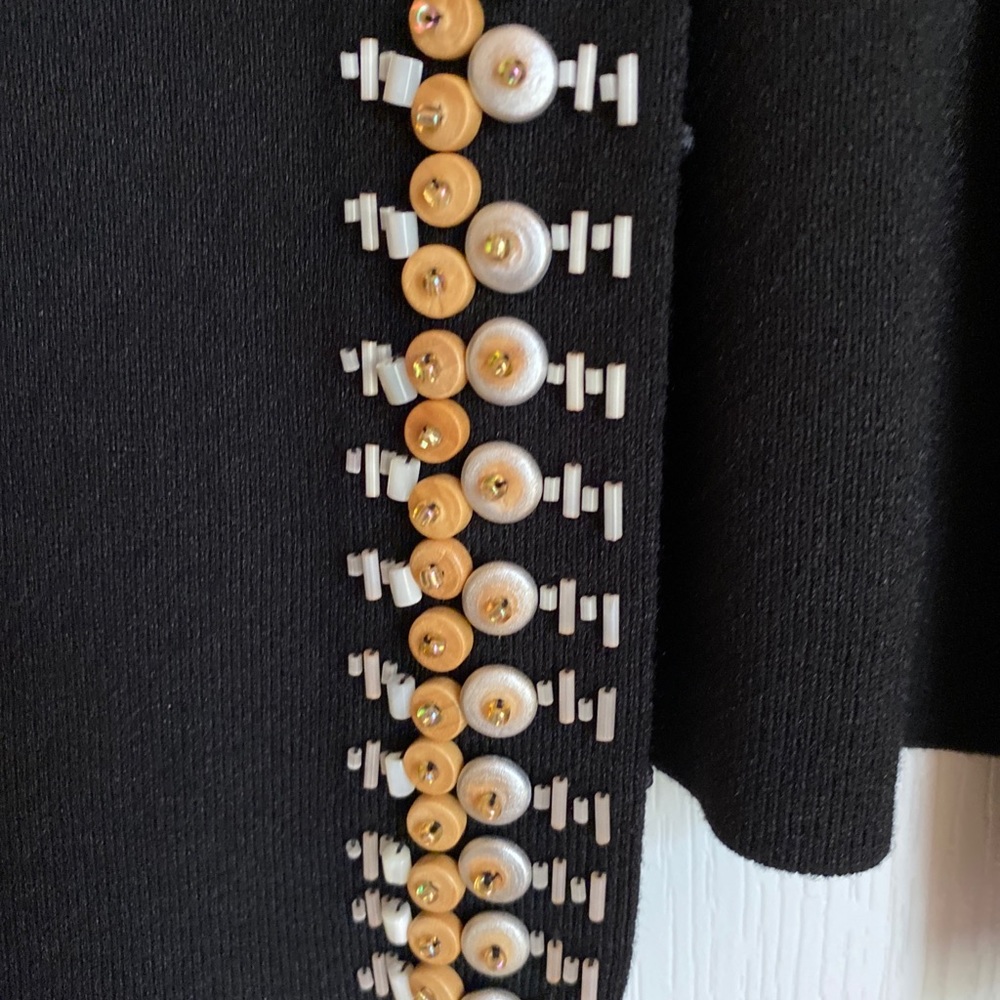 Sigrid Olsen Silk Blend Black Knit Cardigan with beads, S - Picture 3 of 7